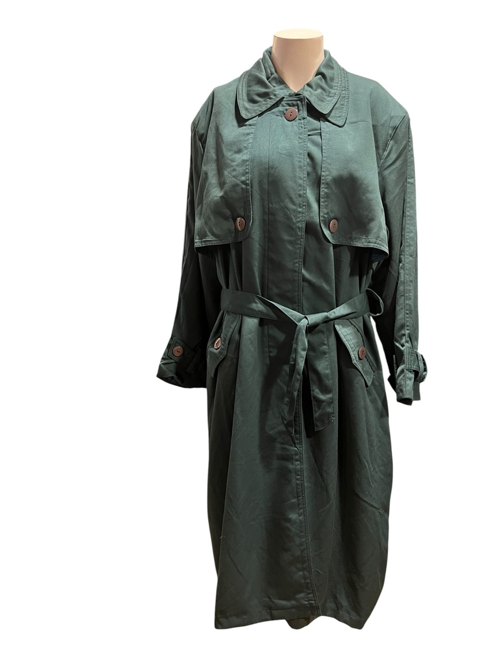 Women's Dark Green Belted Trench Coat